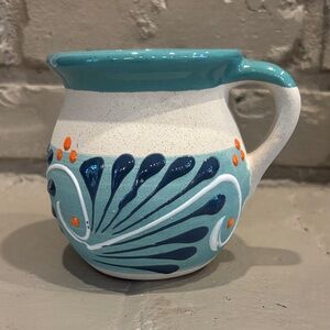 VTG Mexican Folk‎ Art Mug with Blue and Orange Design